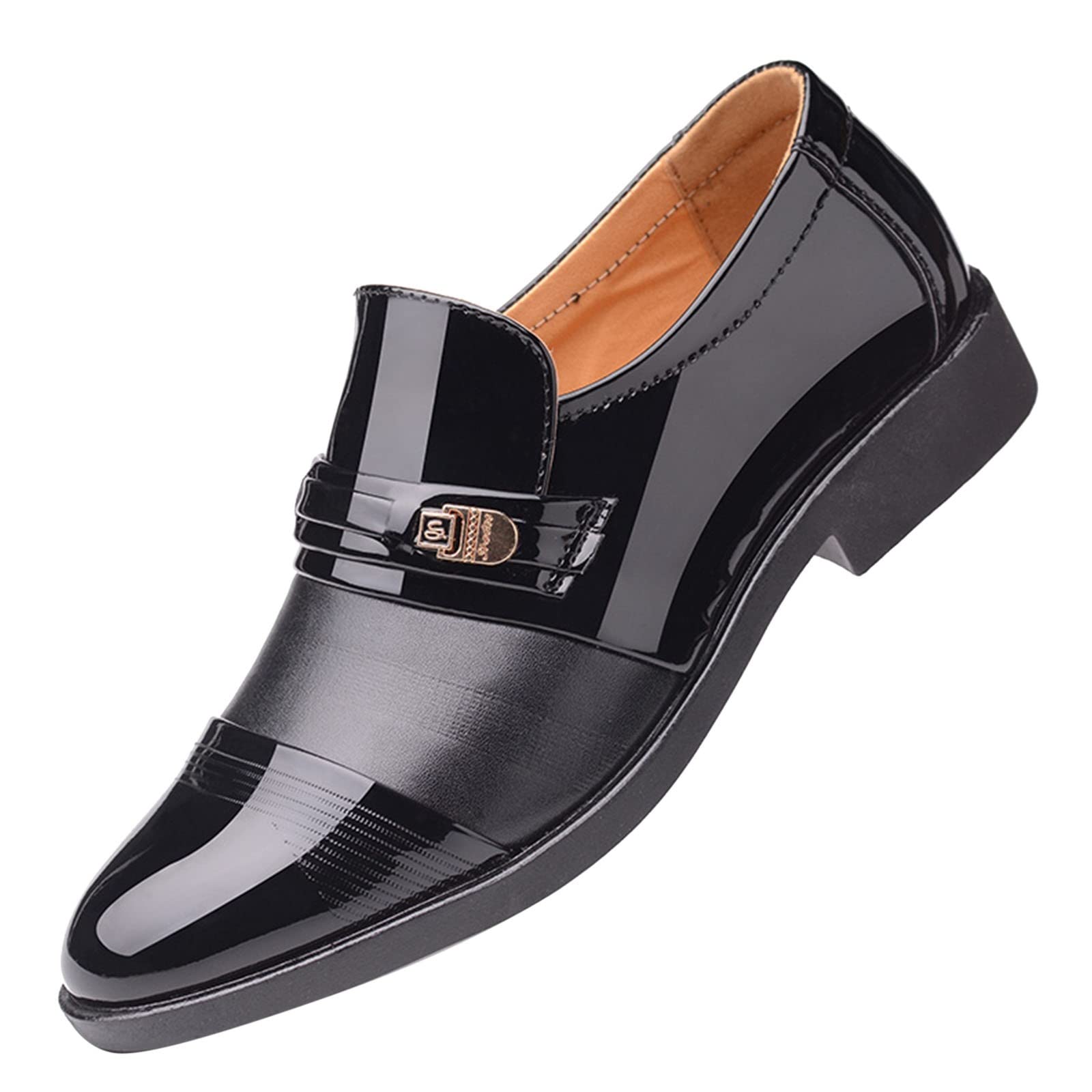 Stylish Men's Leather Slip-On Loafers - Pointed Toe Low Heel Dress Shoes for Summer & Autumn | Comfortable Black Leather Flip Flops for Casual Wear, Office & Outdoor Activities