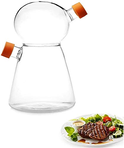 Premium 800ml Glass Olive Oil Dispenser Bottle - Leak-Proof 2-in-1 Oil & Vinegar Container for Kitchen, Cooking & Salad Dressing - Transparent Drizzling Bottle for Restaurants & Home Chefs
