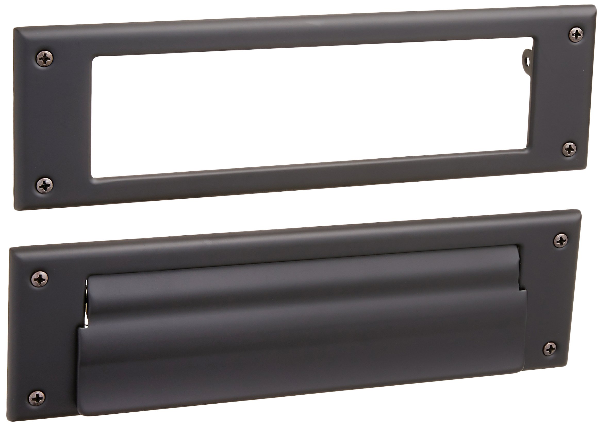 Baldwin 0015190 Black Letter Box Plate - Mailbox Cover for Front Door - Rustproof & Durable for Outdoor Use
