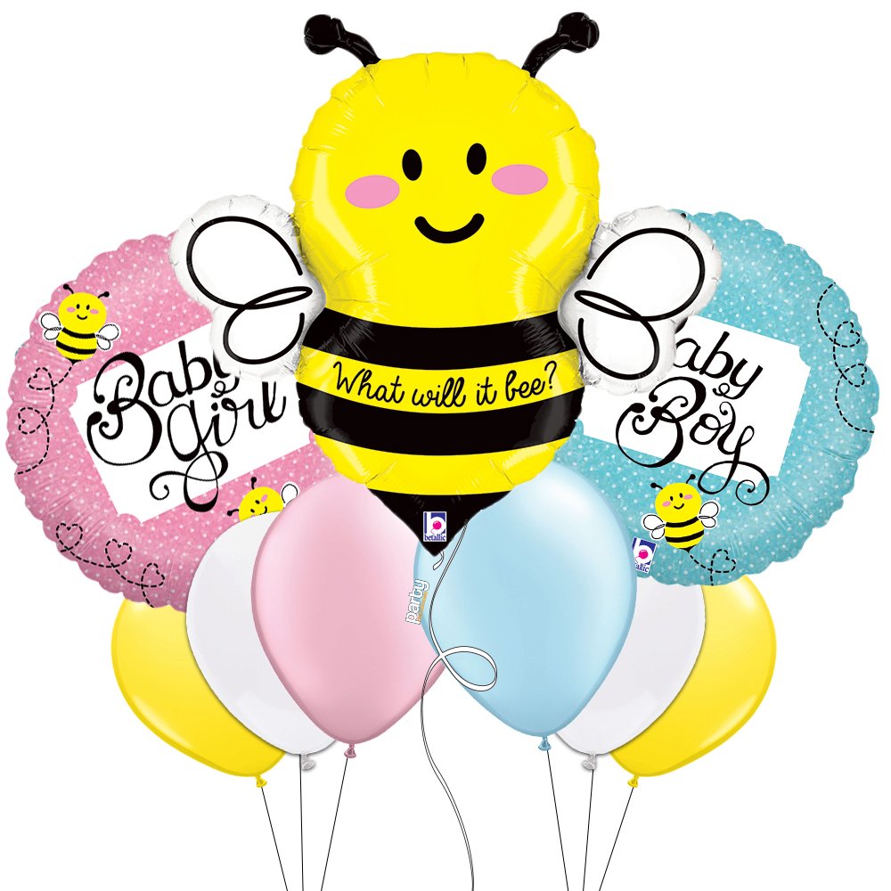 Bee Baby Boy or Girl Mylar Balloon Bouquet - Gender Reveal, Baby Shower Decorations - Perfect for Nursery Decor, Birthday Parties & Celebrations