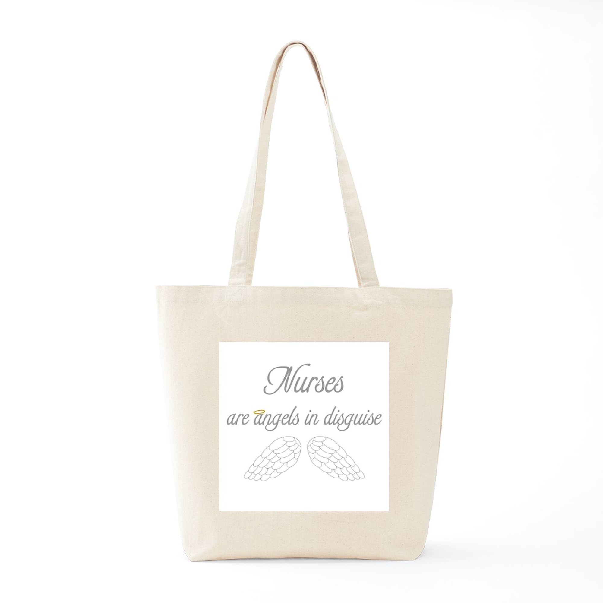 Angels In Disguise Natural Canvas Tote Bag - Reusable Eco-Friendly Shopping Bag for Groceries, Beach, Work & Daily Use