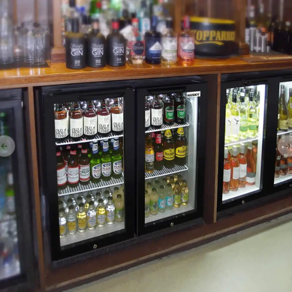 HUSKY HUS C2 840 BLK 190L Double Door Commercial Back Bar Refrigerator - Perfect for Bars, Restaurants, and Home Entertainment Spaces