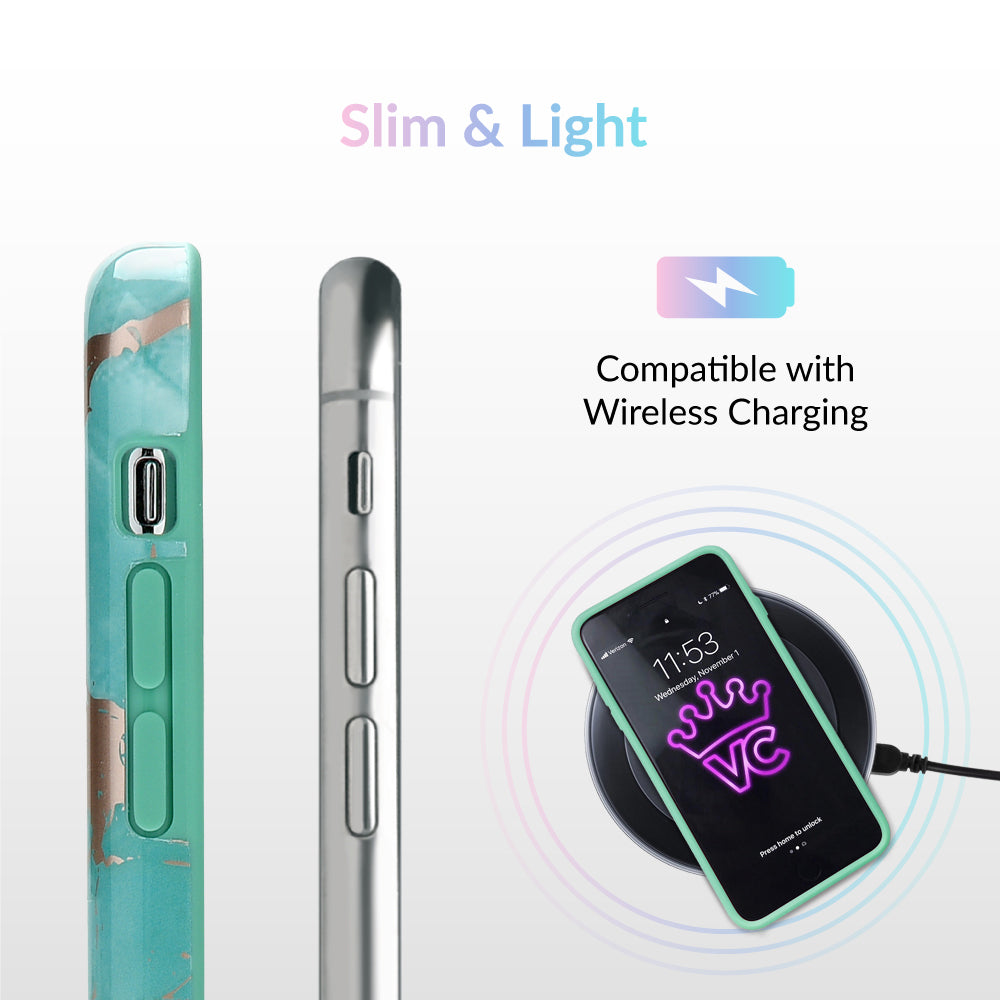 Turquoise Rose Gold Chrome iPhone Case - Stylish Protective Cover for iPhone 13/14/15 Pro Max - Trendy Fashion Accessory for Women & Girls - Perfect for Everyday Use, Travel & Gifting