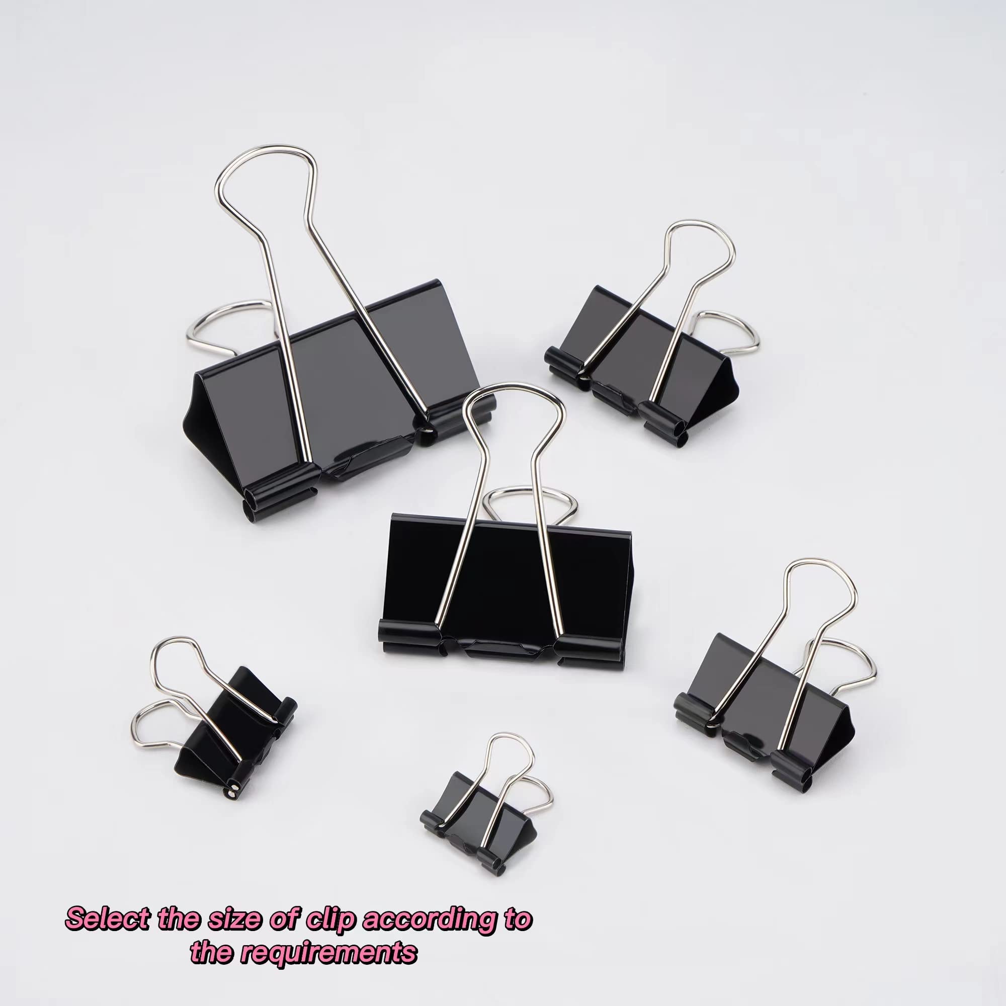 24-Pack 1.25 Inch Black Metal Binder Clips - Heavy Duty Medium Paper Clips for Office Documents, School Projects & Home Organization | Perfect for Filing, Crafting & Bulletin Boards