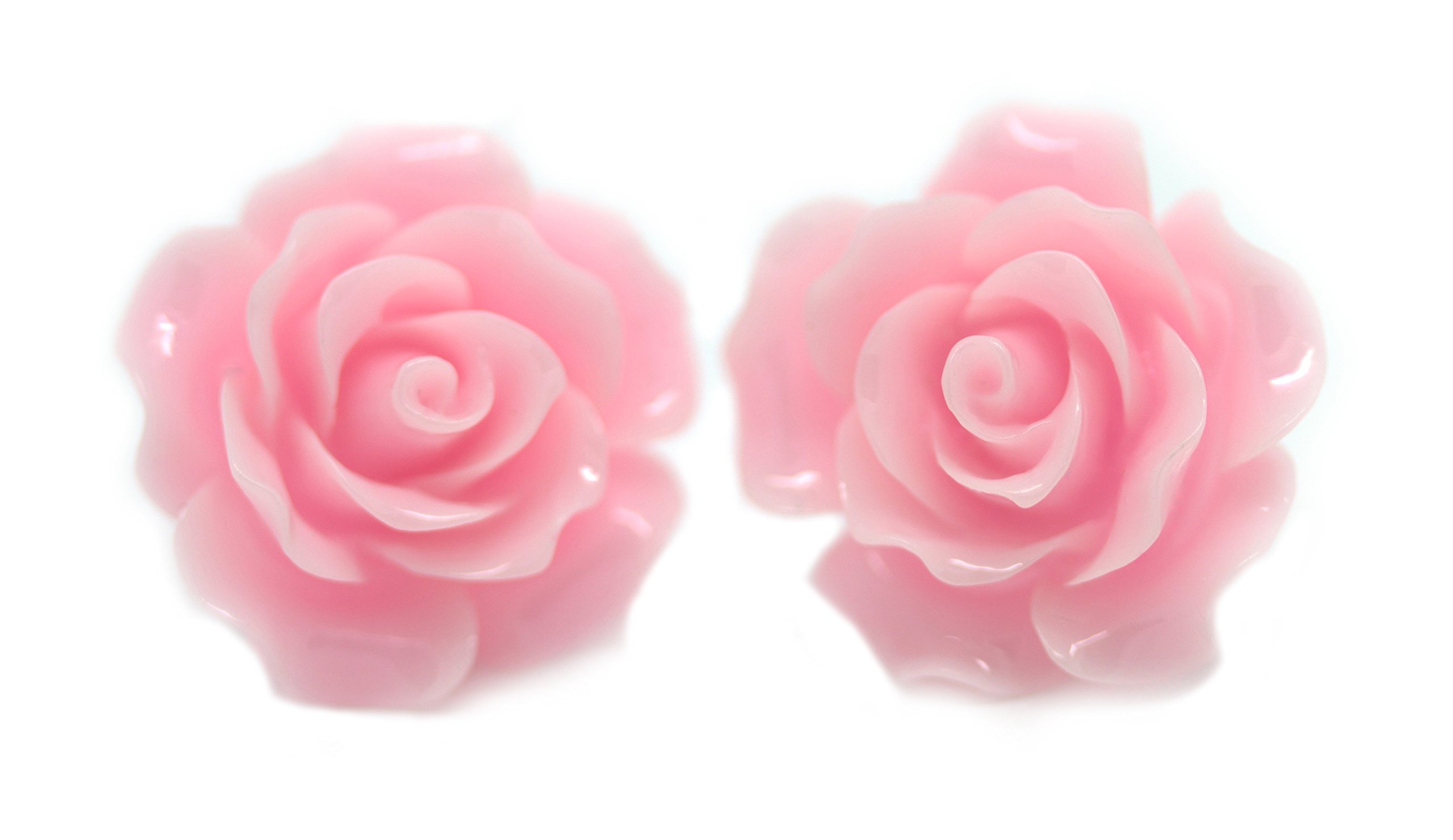 Bluebubble ENGLISH ROSE 22mm Candy Pink Carved Rose Stud Earrings - Vintage Floral Jewelry Gift for Women - Perfect for Weddings, Anniversaries & Special Occasions