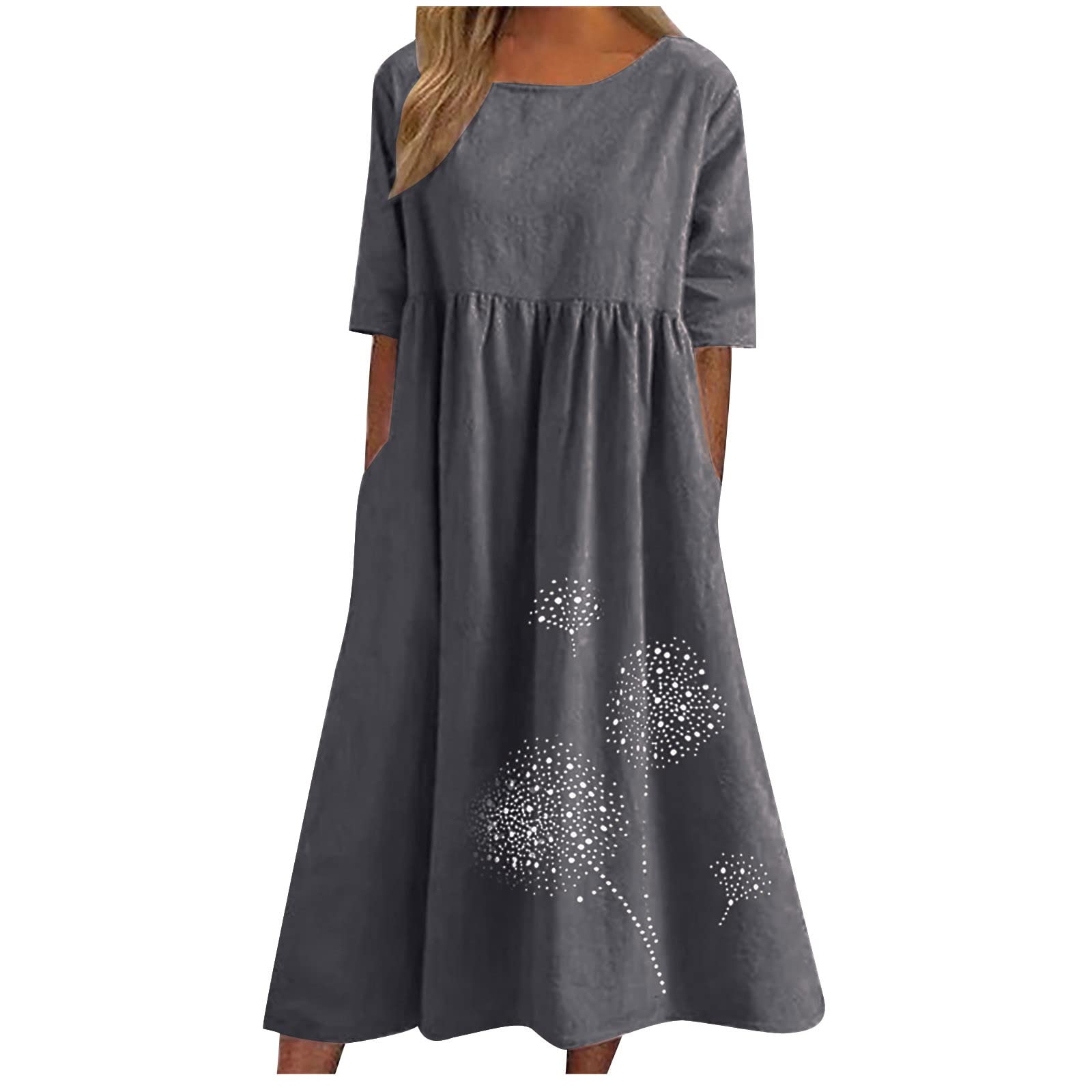 Women's Plus Size Boho Floral Print T-Shirt Dress - Casual Loose Flowy Midi Dress with Pockets | Summer 2025 Fashion | Perfect for Beach Outings, Brunch Dates & Vacation Wear