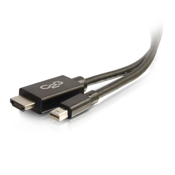 C2G 3ft Mini DisplayPort to HDMI Adapter Cable - Mini DP Male to HDMI Female - Black Video Converter for 4K Ultra HD - TAA Compliant - Ideal for Laptop to Monitor/TV Connection