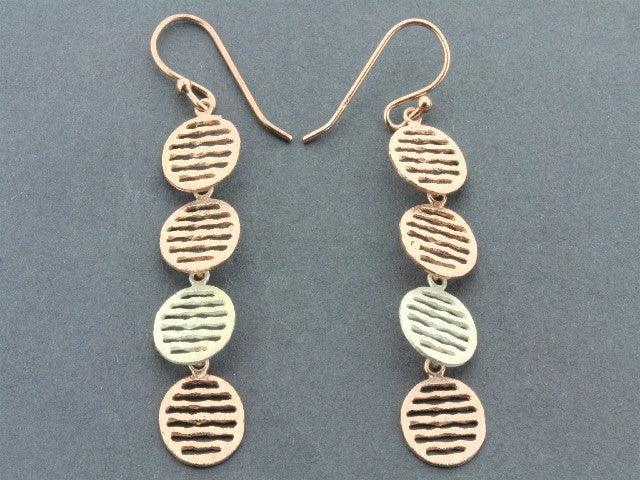 2 Mini Mesh Disc Drop Earrings - Silver & Rose Gold for Women, Elegant Dangle Earrings for Party, Wedding & Everyday Wear