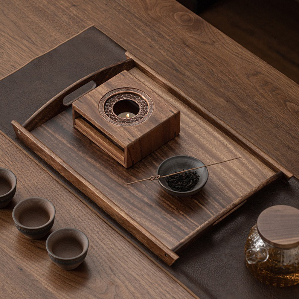 Premium Walnut Wood Candle Teapot Warmer - Handcrafted Tea Light Candle Holder for Cozy Home Decor, Perfect for Tea Parties, Relaxation & Aromatherapy