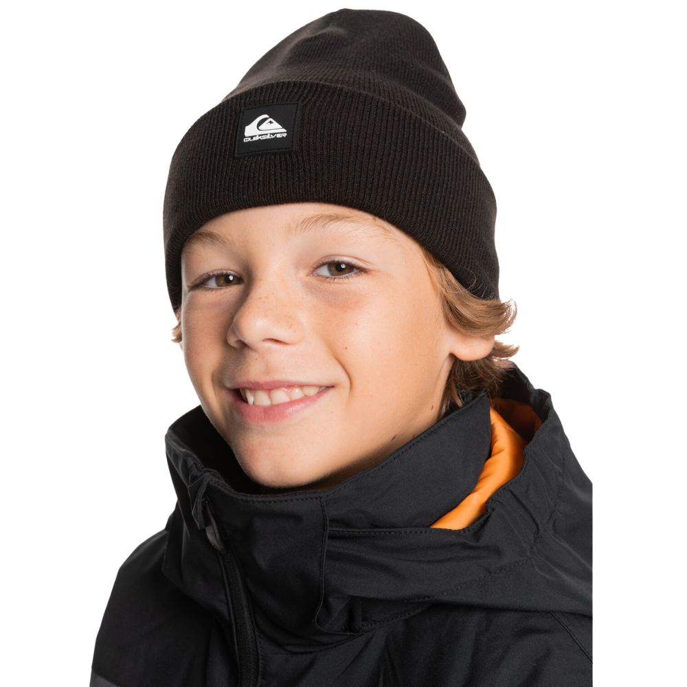 Quiksilver Boys Brigade Ski Beanie - Warm Winter Hat for Kids & Teens - Black - Perfect for Skiing, Snowboarding & Cold Weather Activities
