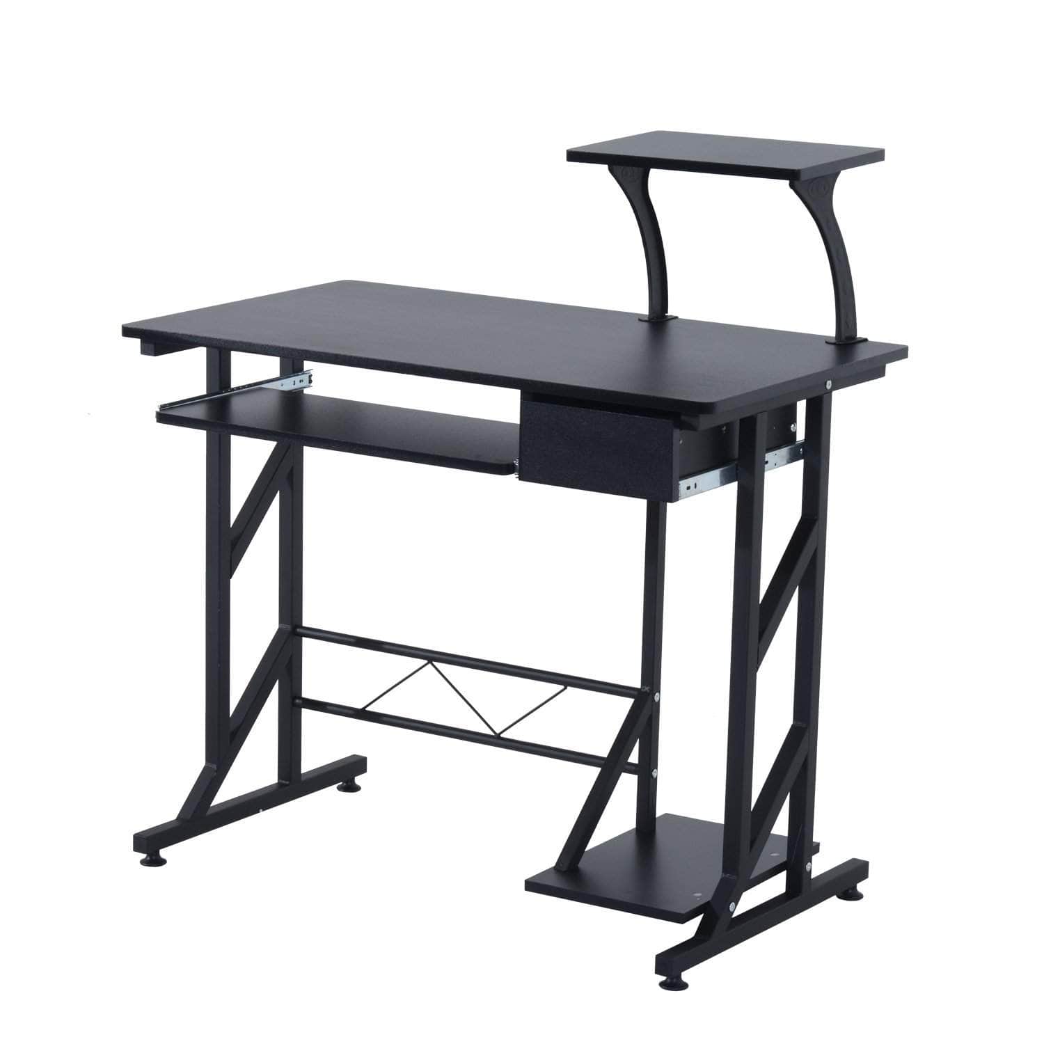 Black Portable Computer Desk Workstation with Adjustable Keyboard Tray - Perfect for Home Office, Gaming & Small Space Workstations