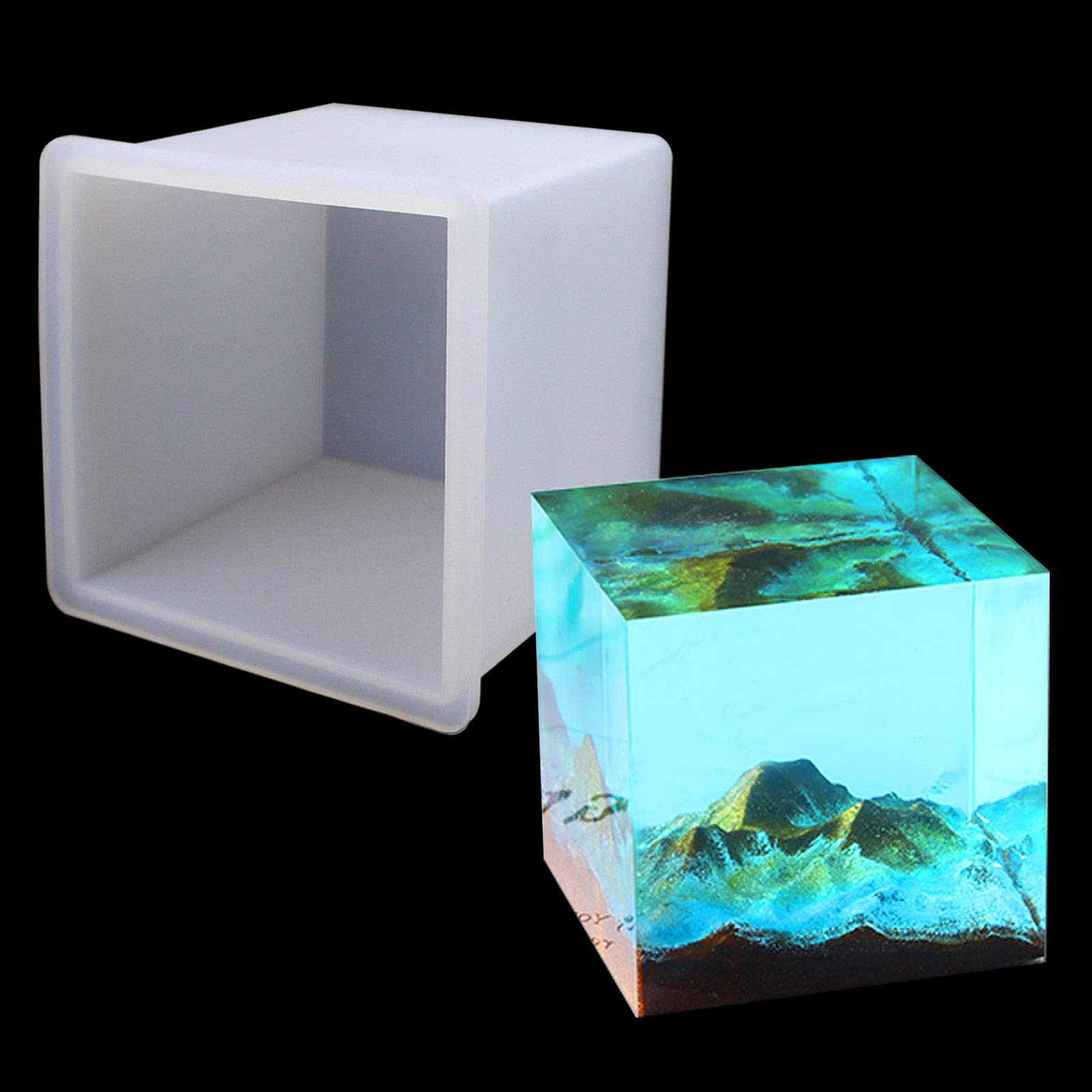 4 Inch Square Silicone Molds for Resin Epoxy Casting - DIY Jewelry, Soap Making, Candle & Craft Projects - Reusable Baking Molds for Chocolate, Candy, Ice Cubes