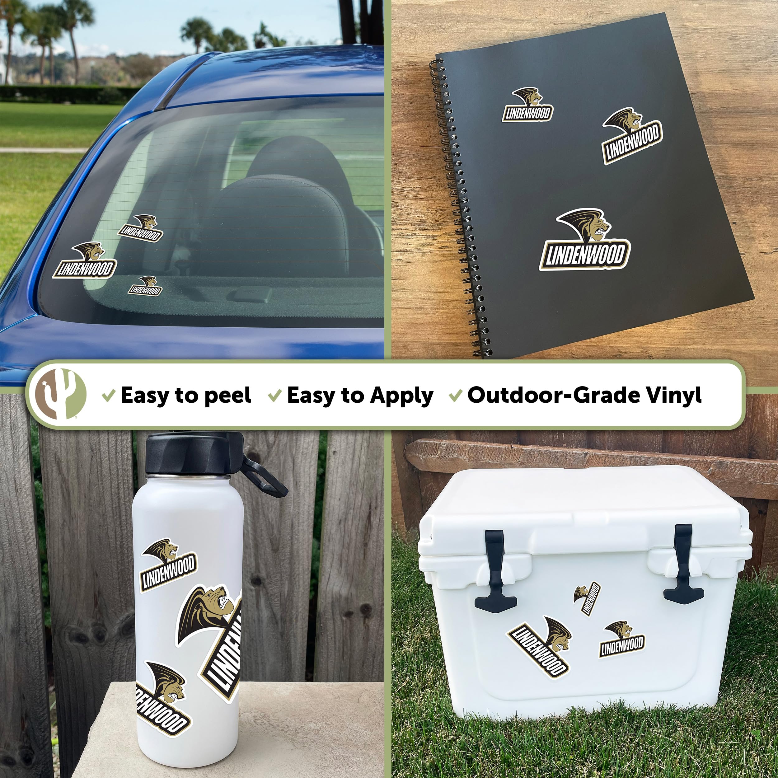 Desert Cactus Lindenwood University LU Lions Vinyl Decal Stickers - 13.46x10.94 Inch Sheet for Laptop, Water Bottle, Car, Scrapbook - Perfect for School Spirit, College Pride & DIY Crafts
