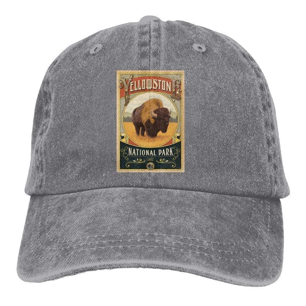Yellowstone National Park Unisex Denim Baseball Cap - Adjustable Vintage Trucker Hat for Outdoor Hiking, Camping & Travel