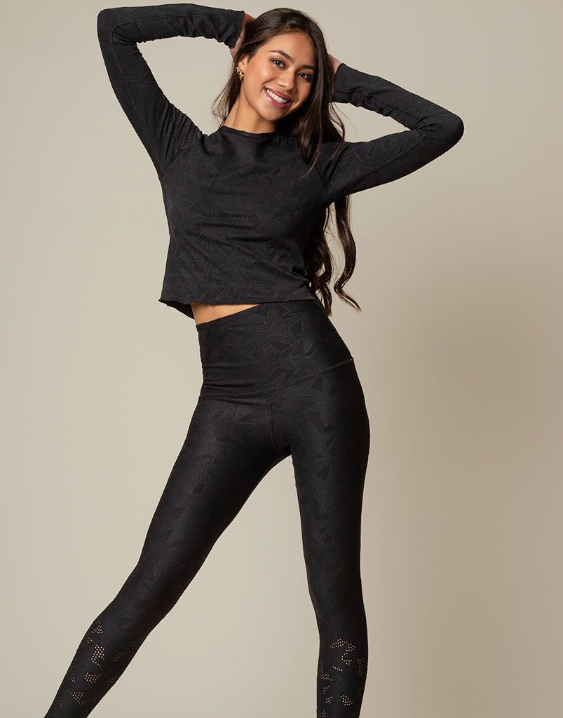 Superstar Jacquard Leggings for Women - High Waisted Yoga Pants with Comfortable Stretchy Fabric - Perfect for Workouts, Running, Gym & Lounge Wear
