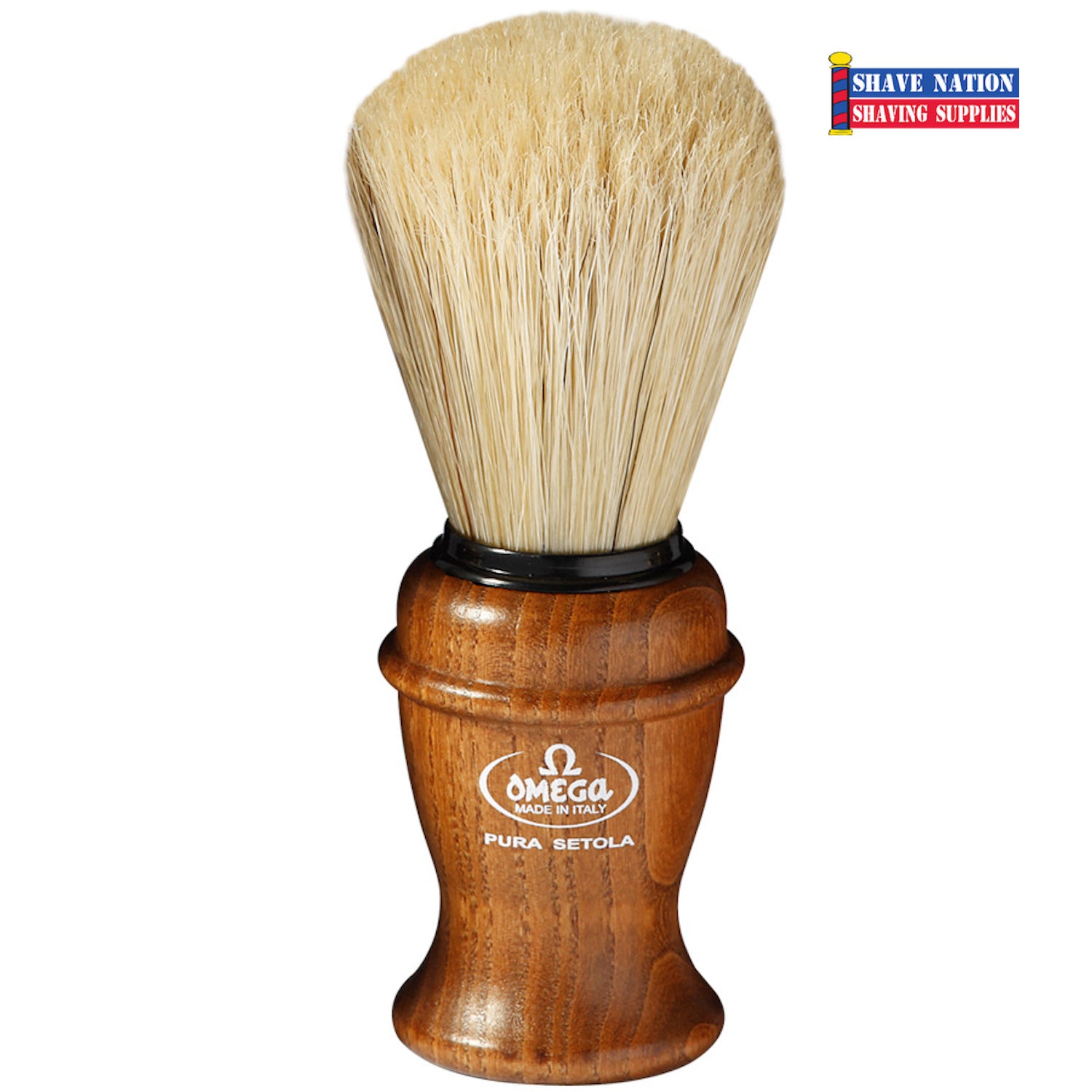 Omega Boar Bristle Hair Brush with Ash Wood Handle - Perfect for Men's Grooming, Styling & Shaving