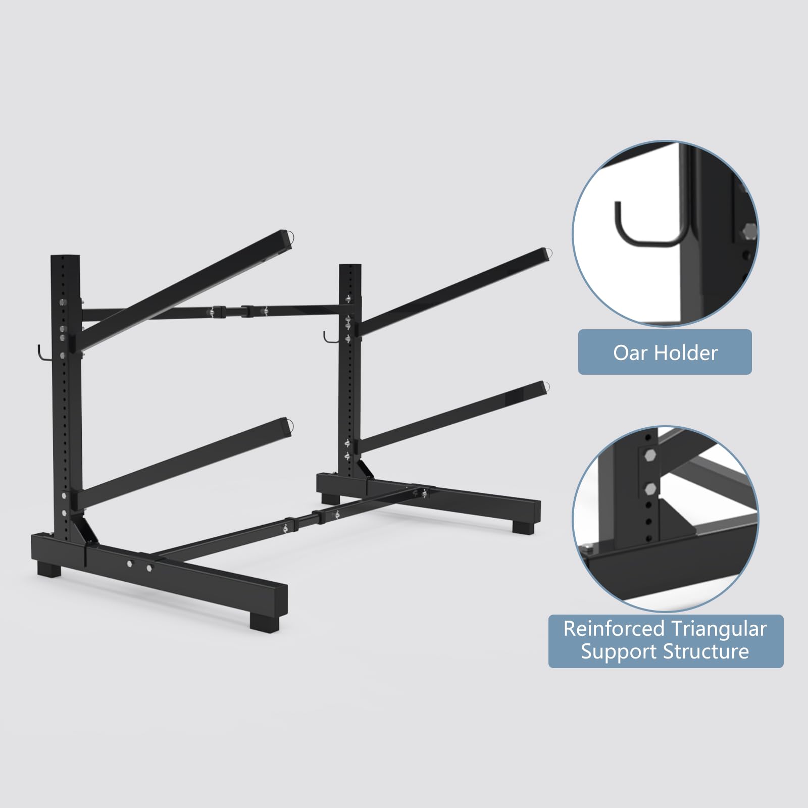 Heavy Duty Adjustable Freestanding Kayak and Canoe Storage Rack - One-Sided SUP Stand for Indoor, Garage, Shed & Dock - Weatherproof Outdoor Kayak Holder for Easy Organization & Space Saving