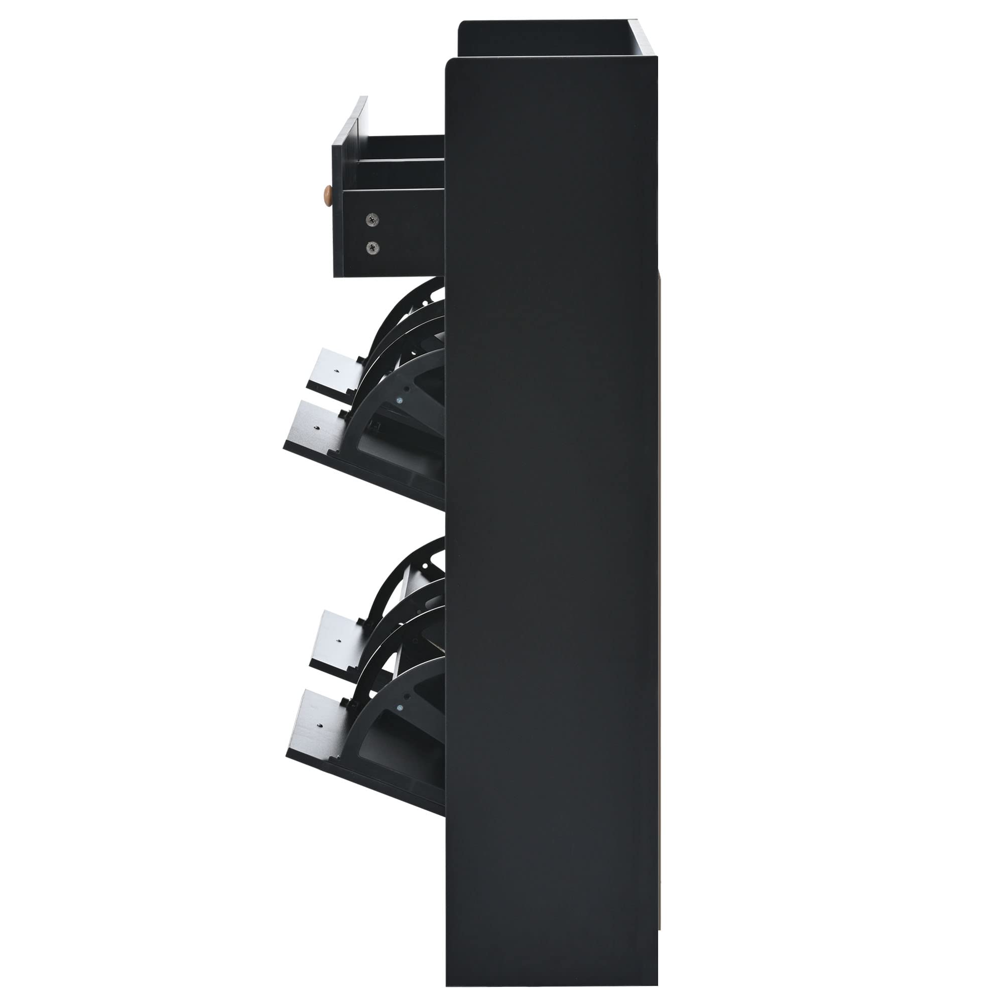 4-Tier Shoe Cabinet with Flip Drawers - Freestanding Shoe Storage Organizer for Entryway, Hallway & Closet - Space Saving Black Shoe Rack for Sneakers, Boots & Sandals - Perfect for Small Apartments & Mudrooms