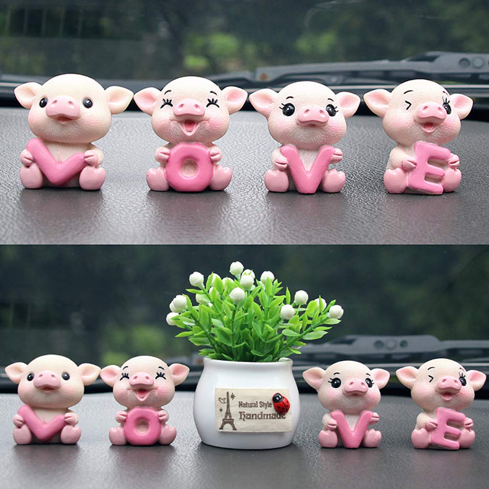 Cute Pink Pig Cake Toppers - 4pcs for Dessert & Bonsai Decor