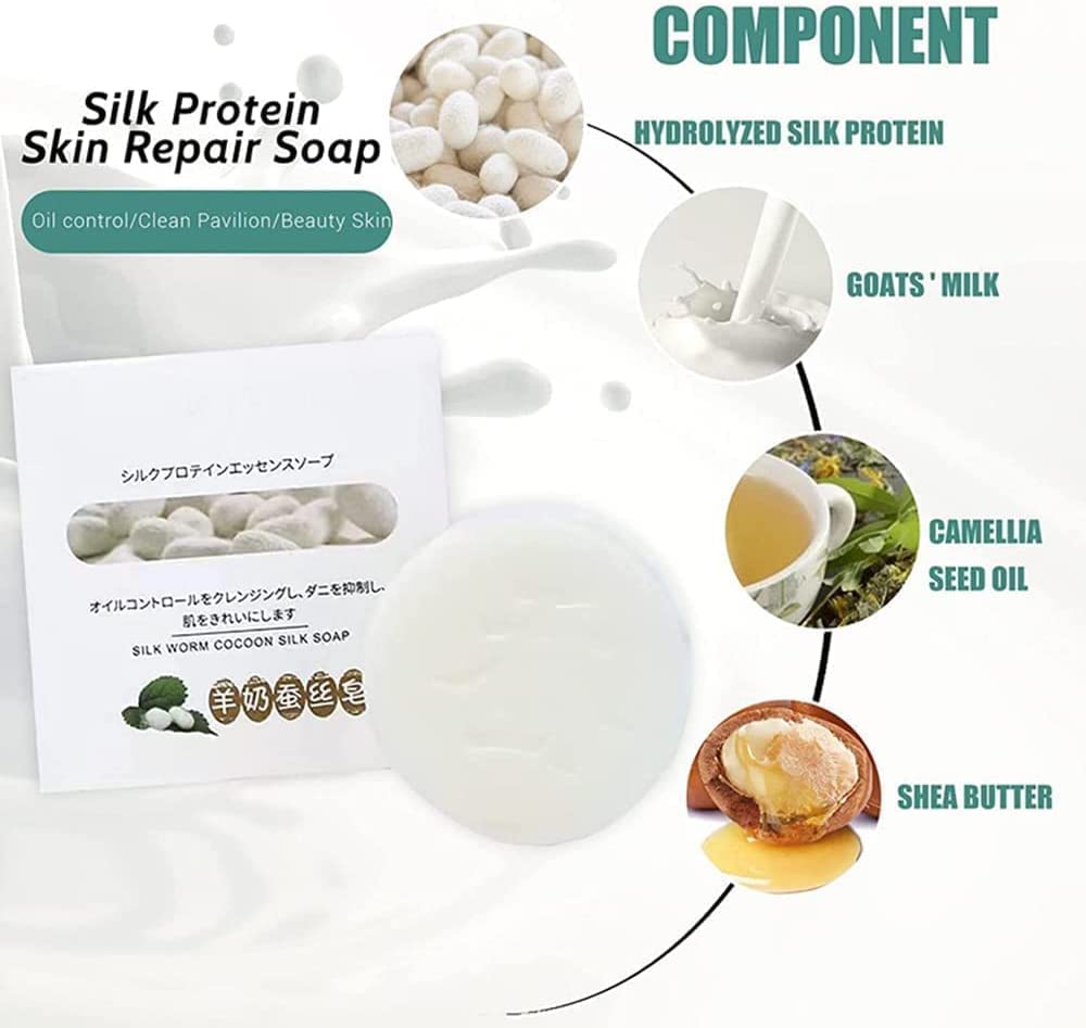 SkinFerm Back Acne Treatment Soap with Silk Worm Cocoon & Collagen - Whitening & Skin Repair Soap for Face & Body (3 Pack) - Gentle Cleansing for Acne-Prone Skin, Daily Skincare Routine