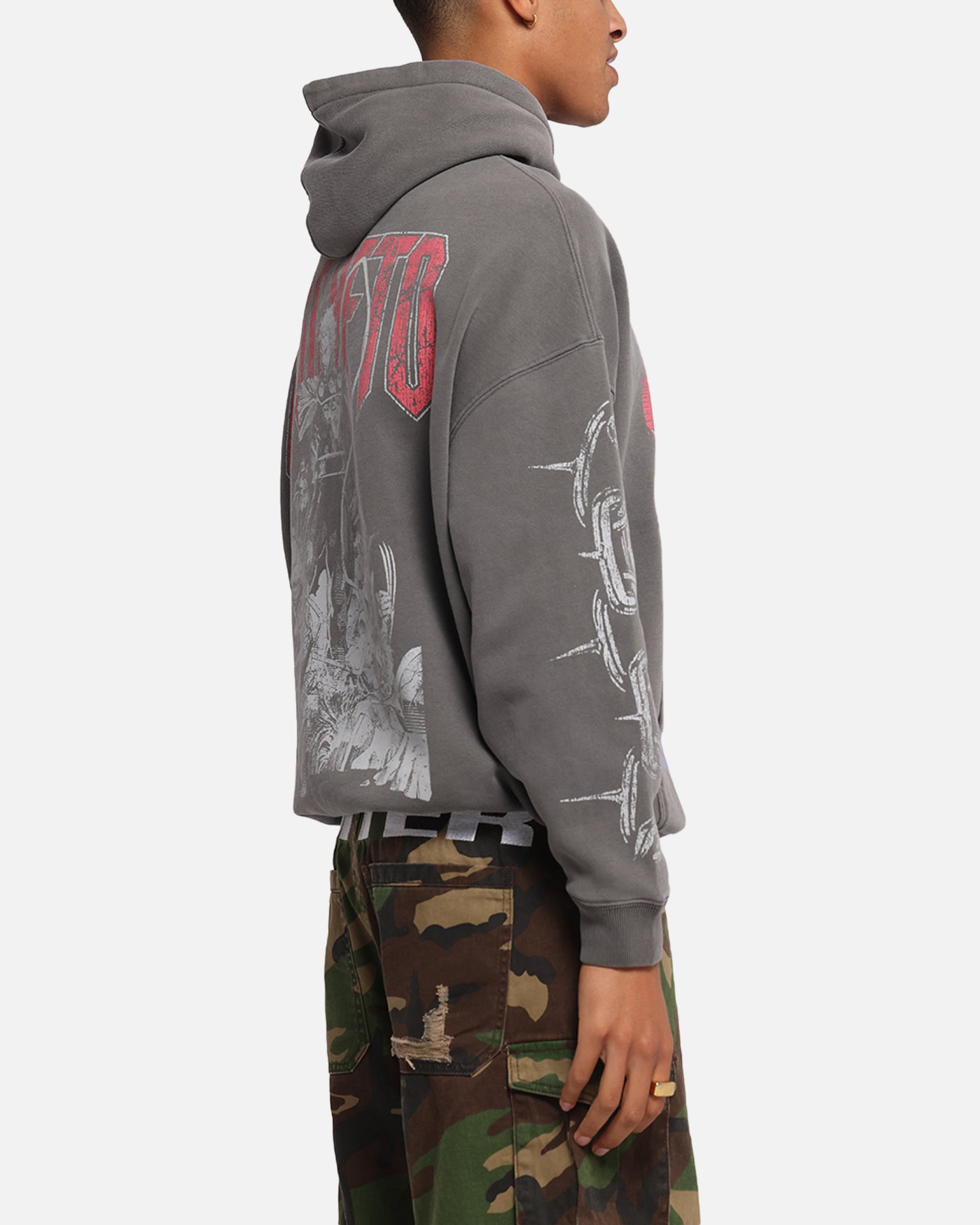 Marvel X-Men Magneto Premium Hoodie - Washed Charcoal | Men's Graphic Pullover Sweatshirt | Superhero Cosplay & Casual Streetwear