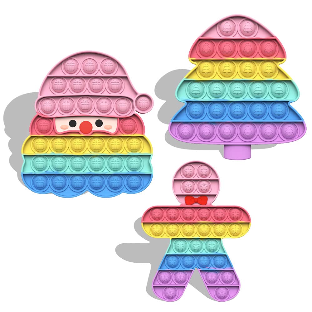 **Cykapu 3-Piece Christmas Fidget Toy Set - Pop Push Bubble Sensory Toys for Stress Relief (Santa Hat, Tree & Dwarf) - Autism-Friendly Sensory Toys for Kids & Adults - Perfect for Holiday Gifts, Classroom & Office Stress Relief**