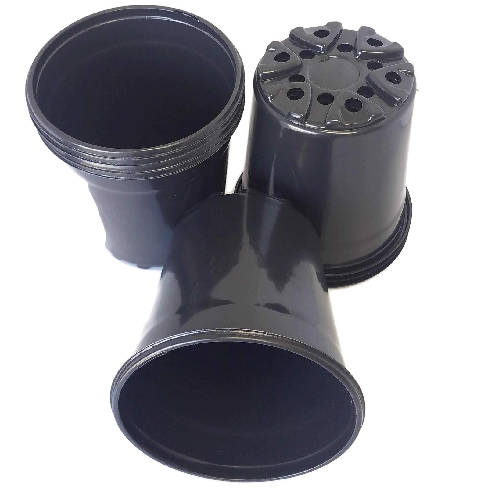 200 Pack 6.5 Inch Black Plastic Nursery Pots - Trade Gallon Size (2.5 Quart Capacity) for Plants, Flowers & Seedlings - Durable Garden Containers for Indoor/Outdoor Planting & Transplanting