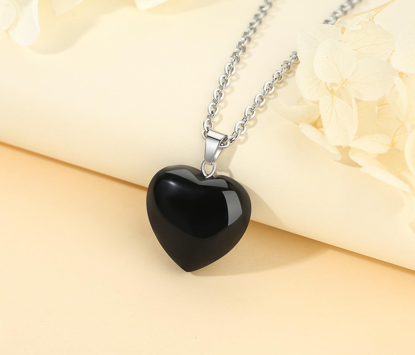 Black Obsidian Crystal Necklace for Women - Healing Gemstone Heart Pendant Jewelry, Elegant & Stylish for Daily Wear, Office, Parties & Special Occasions