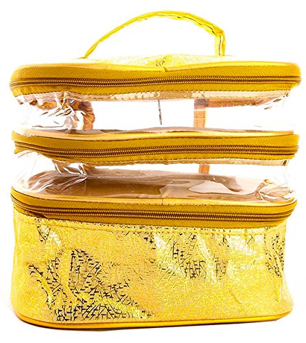DMS RETAIL 3 Compartment Clear Waterproof Travel Organizer - Cosmetic Bag, Jewelry Case, Makeup Pouch for Women | Multi-Purpose Vanity Box & Toiletry Kit (Pack of 3) | Perfect for Travel, Gym, Home Storage & Daily Essentials Organization