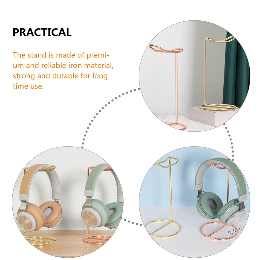 iplusmile Rose Gold Headphone Stand - Desk Holder for Earphones & Headsets - Perfect for Office & Gaming Setup
