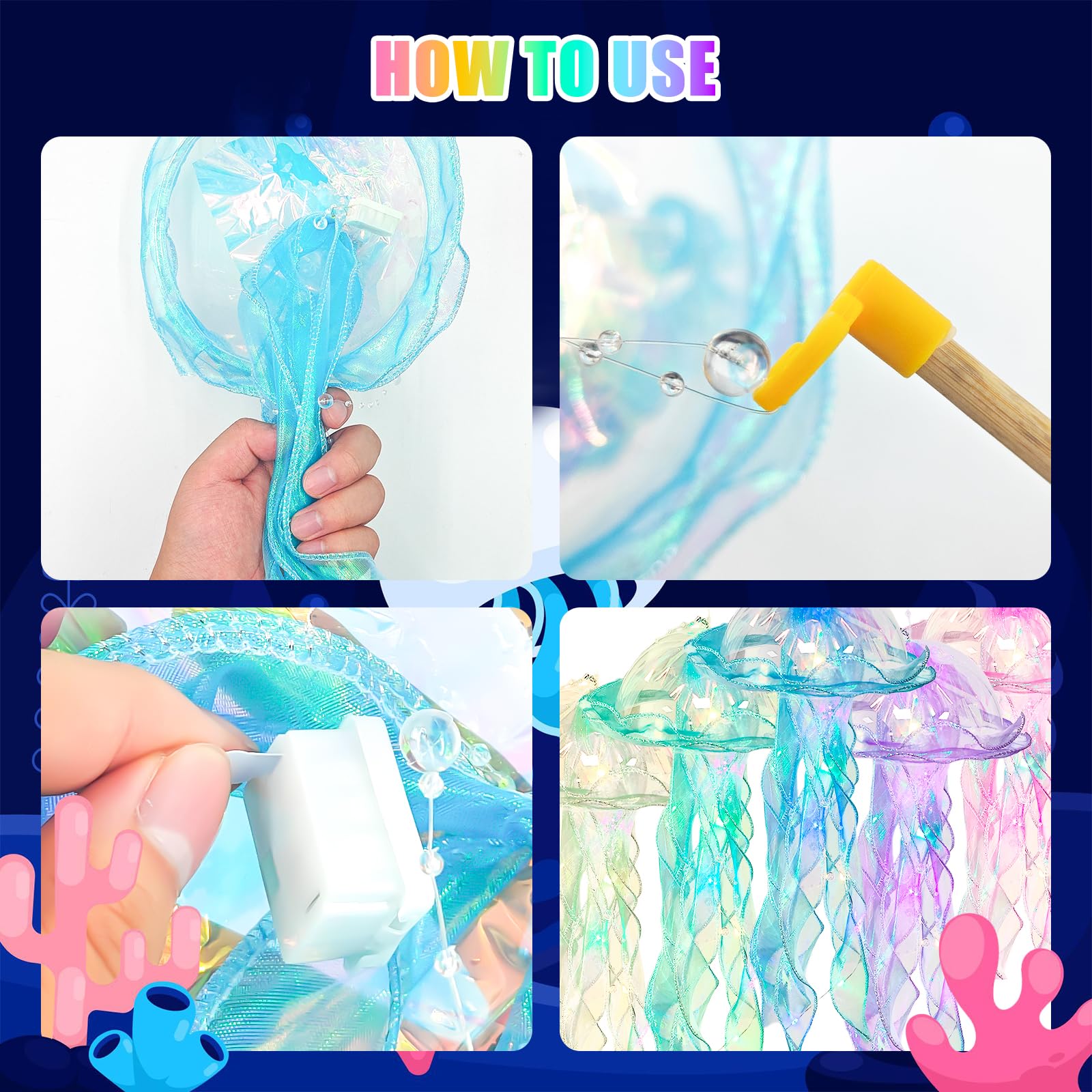 10 Pack Jellyfish Lanterns - Hanging Ocean Themed Party Decorations for Mermaid & Under The Sea Birthday Party Supplies, Baby Shower, Home Decor, Kids Room & Classroom Decorations