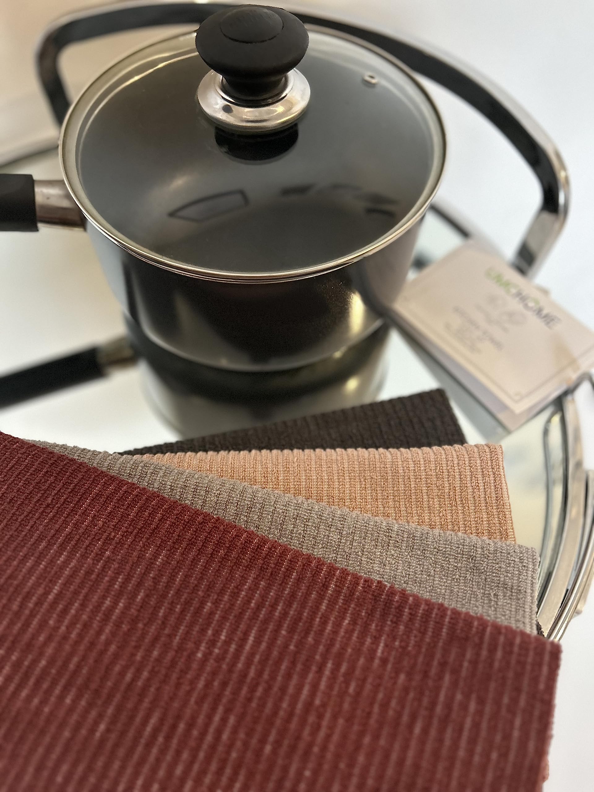 UMC HOME 2-Pack Premium 100% Cotton Kitchen Towels Set - Ultra Absorbent Luxury Tea Towels & Dishcloths (40x60cm, Midnight Grey) - Perfect for Drying Dishes, Cleaning Countertops & Hand Wiping - Machine Washable Kitchen Essentials