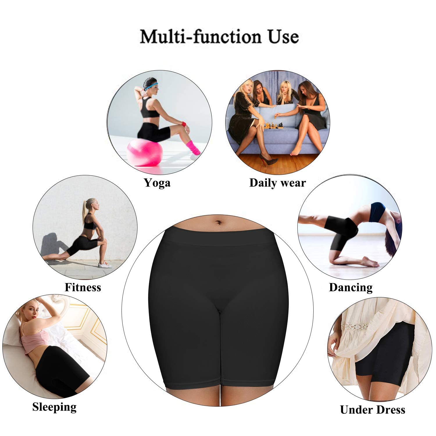 SIMIYA Women's Seamless Stretch Yoga Shorts - Comfortable Bike Shorts for Under Dresses, Workout & Lounge Wear - Perfect for Yoga, Cycling, and Everyday Comfort