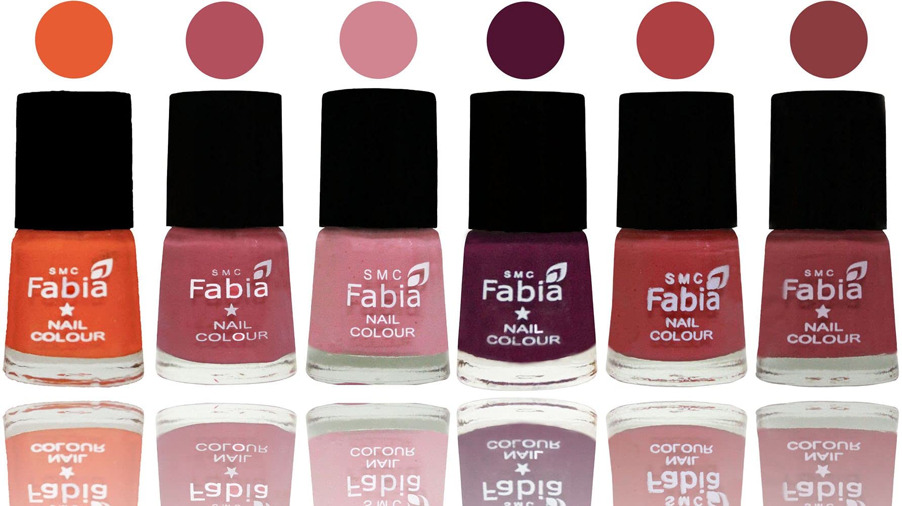 SMC Fabia Shine Bright Glossy Nail Polish Set - 6 Vibrant Colors (02996) | Long Lasting & Chip Resistant Nail Paint for Manicure, Pedicure & Nail Art