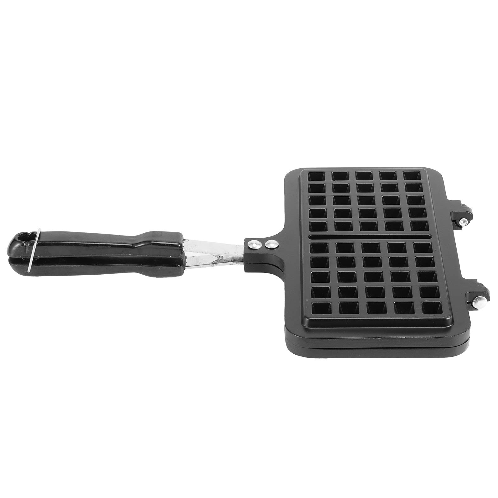 Non-Stick Waffle Maker - Portable Aluminum Alloy Egg Cake Mold Machine for Breakfast | Perfect for Home Kitchen, Camping & Quick Meals (Black)