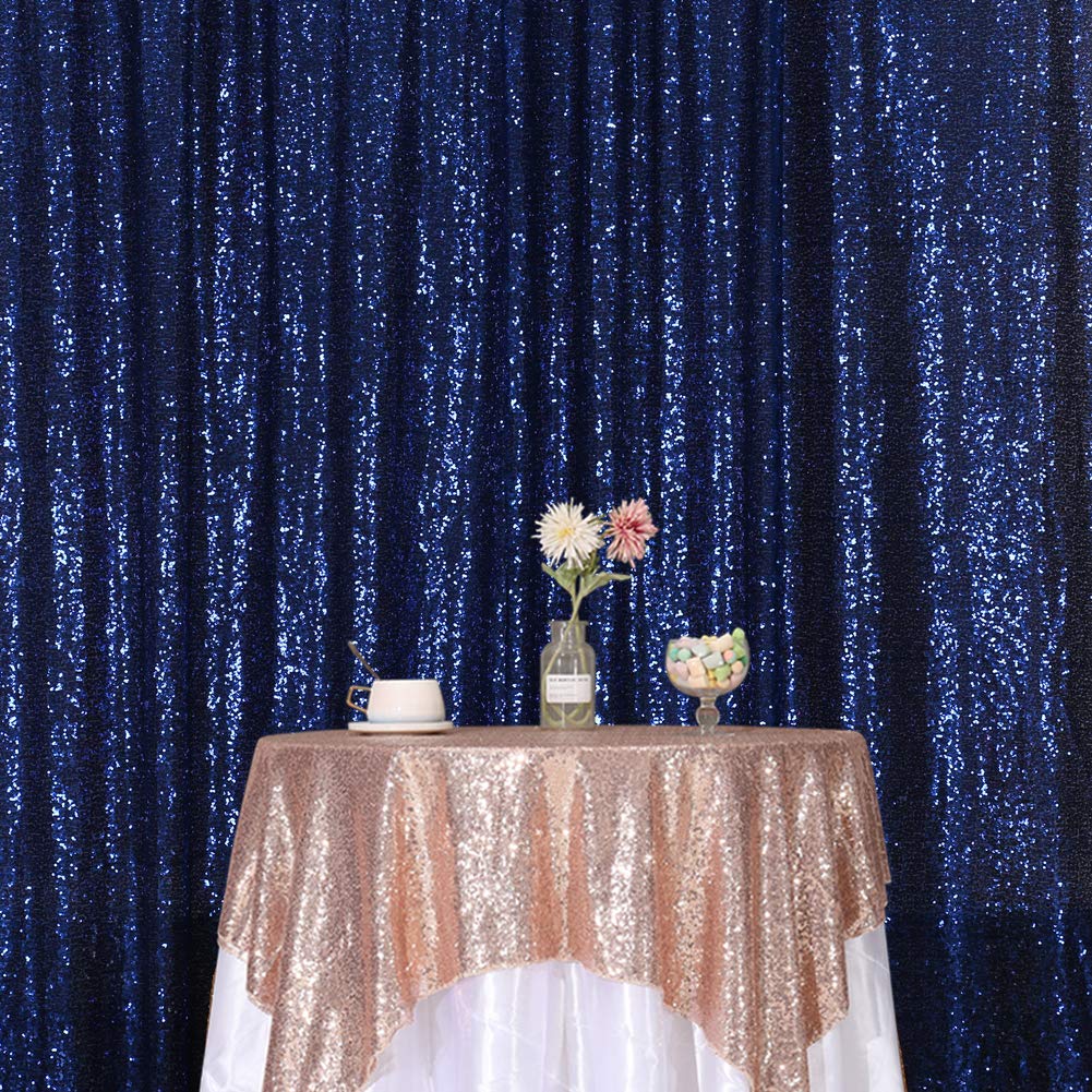 SquarePie 10x10FT Navy Blue Sequin Backdrop for Photography & Party Decor