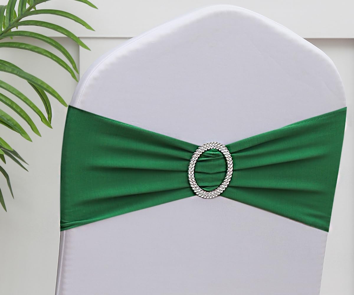 Stretch Spandex Chair Sashes - 100pc Dark Green for Wedding & Party Decor