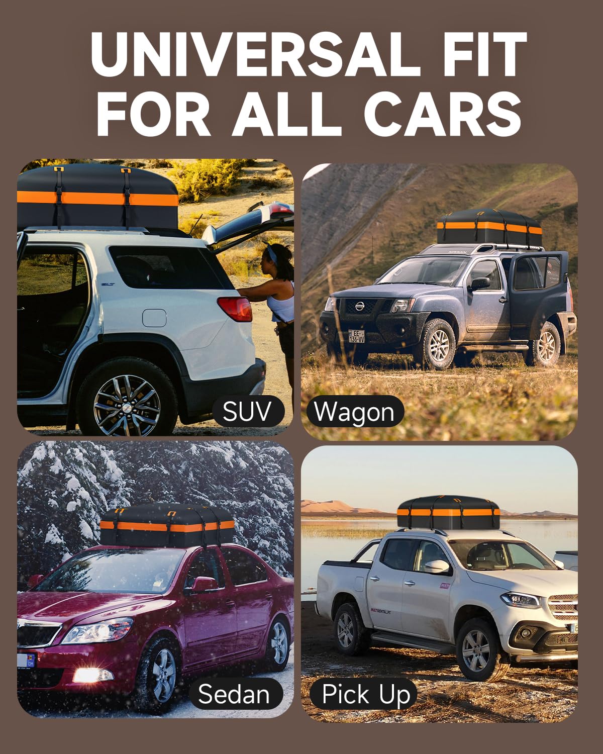 **27 Cubic Feet Car Rooftop Cargo Carrier Bag - Universal Soft-Shell Roof Luggage Storage for SUVs, Sedans & Trucks (With/Without Racks) | Includes 2 Reinforced Straps, 6 Door Hooks, Anti-Slip Mat & Lock | Perfect for Road Trips, Camping & Extra Storage**