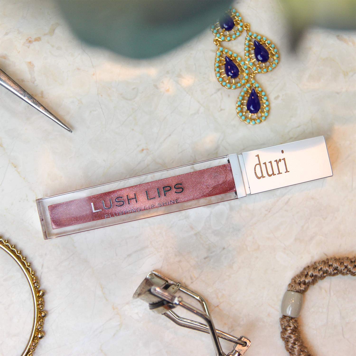 Duri 309 Iced Roses Lip Plumper - Super Glossy Pastel Pink Shimmer Lip Gloss (0.15 fl.oz) for Fuller Lips - Perfect for Date Night, Parties & Everyday Wear