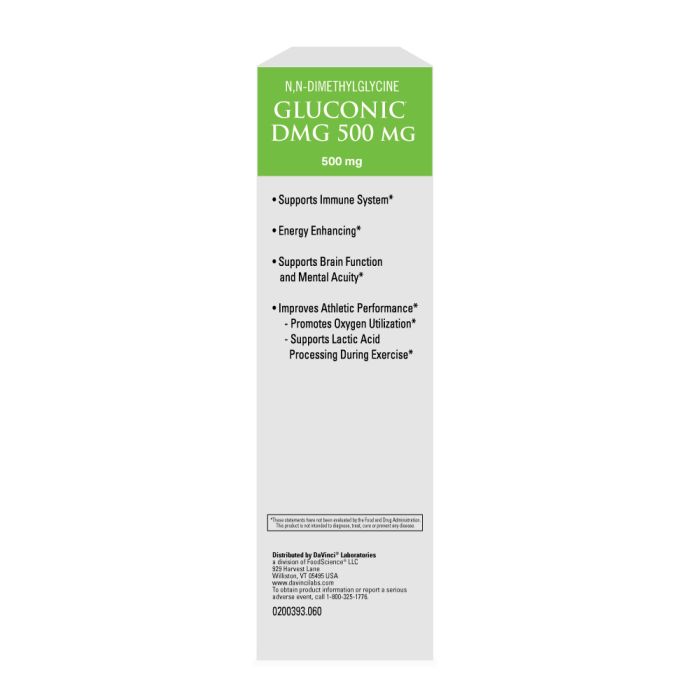 DaVinci Labs Gluconic DMG 500mg - 60 Capsules | Supports Immune System & Cardiovascular Health | Dietary Supplement for Active Lifestyles