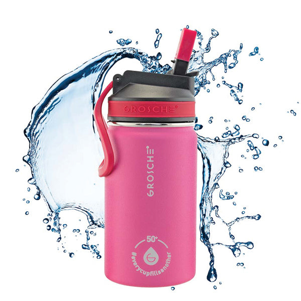GROSCHE Lil Chill Kids Insulated Sip Flask - BPA-Free Stainless Steel Water Bottle for Boys & Girls, Leak-Proof & Durable for School, Sports & Outdoor Activities