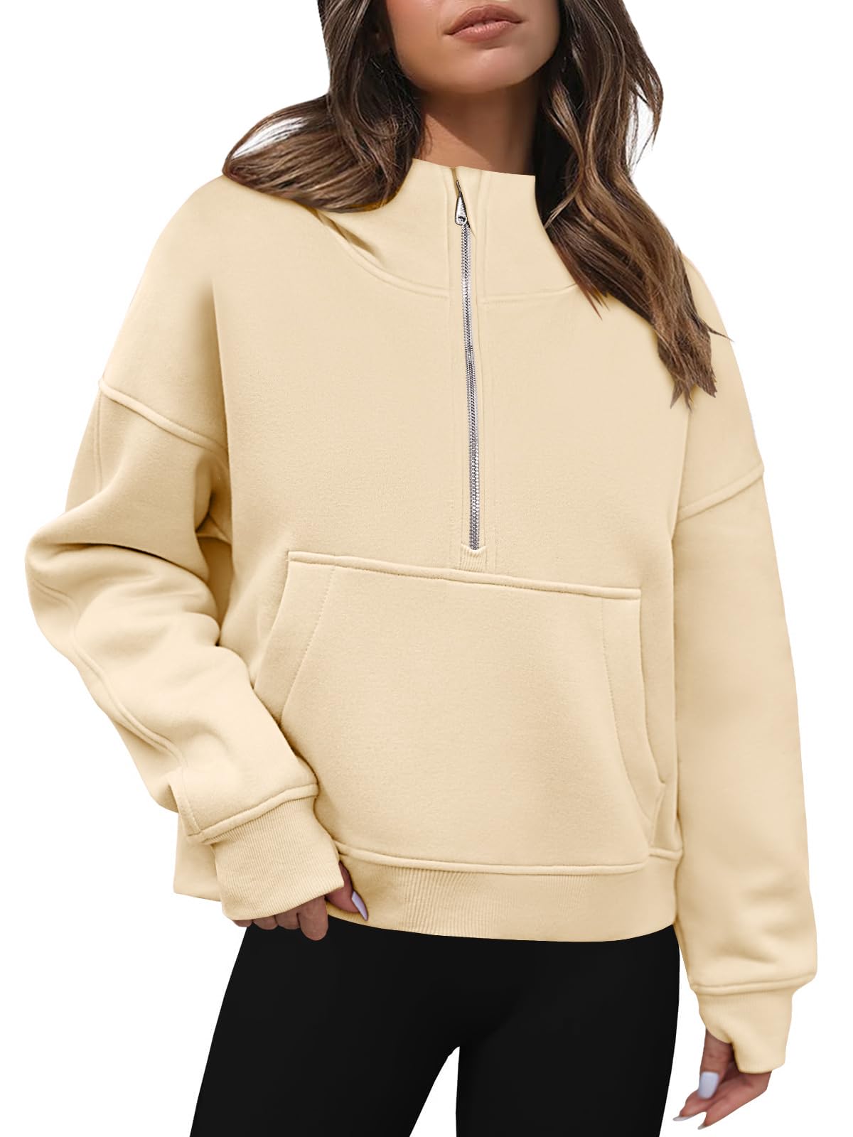 Zeagoo Women's Plus Size Cropped Hoodie - Long Sleeve Zip Up Sweatshirt for Athletic Wear | Trendy 2024 Dark Grey Pullover | Perfect for Gym, Yoga & Casual Outfits (Large)