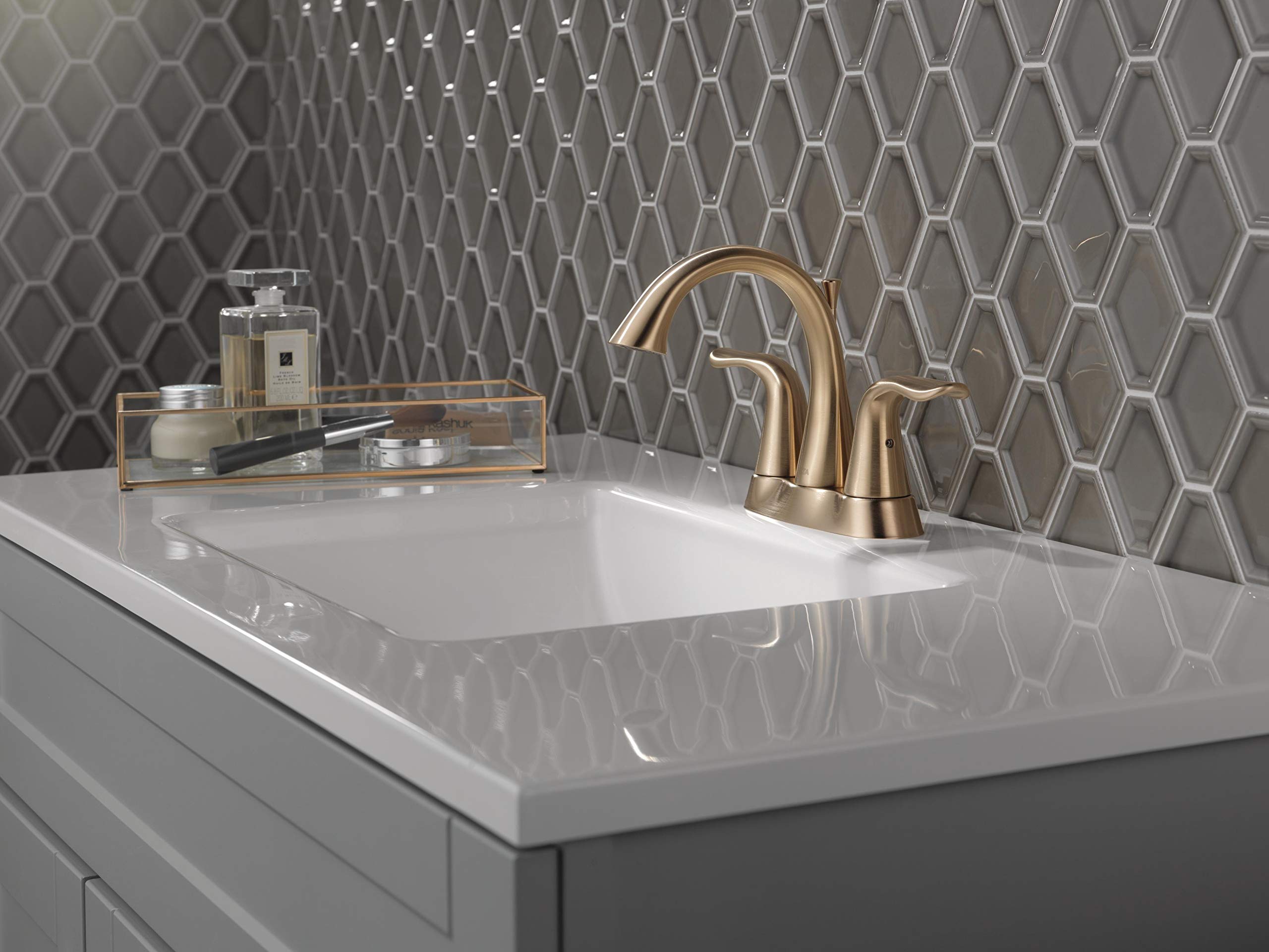 Delta 2538-CZMPU-DST Lahara Single Handle Bathroom Sink Faucet - Champagne Bronze Finish, No Accessories Included - Perfect for Modern Bathrooms & Powder Rooms