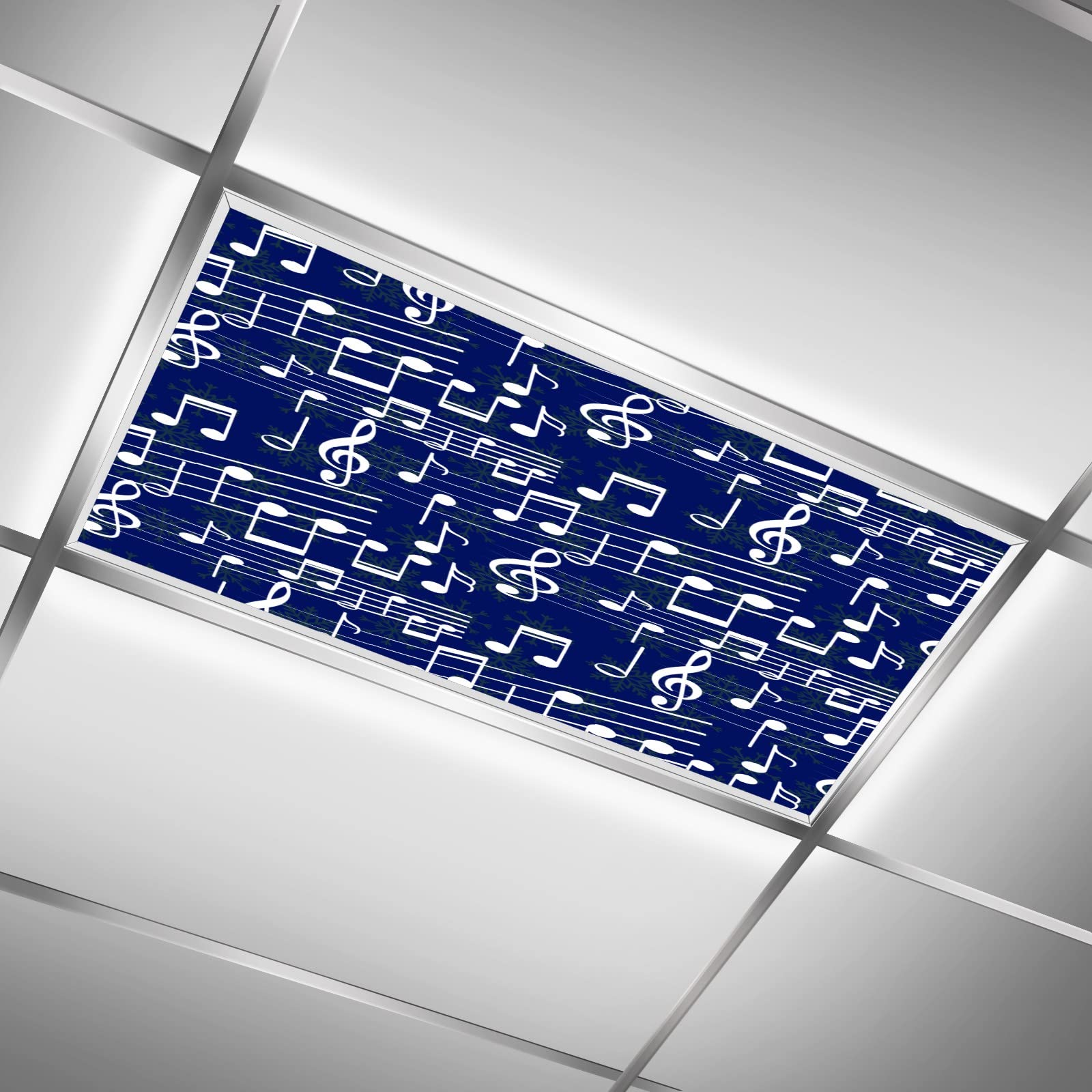 Fluorescent Light Covers for Classroom & Office - Music Note Pattern LED Ceiling Light Cover | Skylight Film Filter to Reduce Eye Strain & Headache | Decorative Ceiling Lamp Cover for Schools, Studios & Workspaces