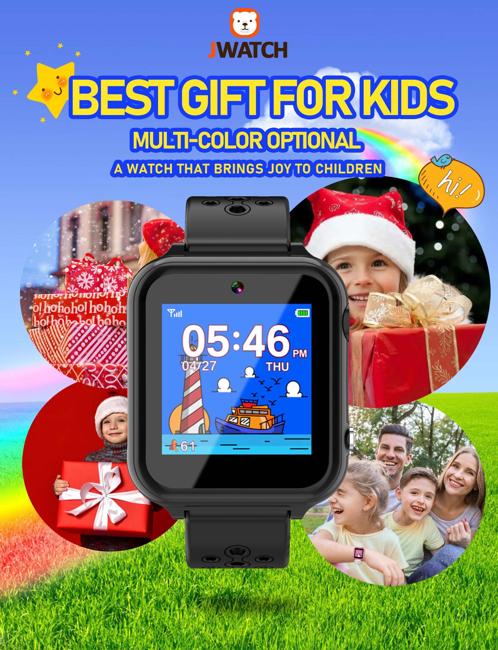 Smart Watch for Kids with SOS Call, 10 Stories & 24 Puzzle Games, Pedometer, Alarm Clock - Best Gift for Boys & Girls Ages 6-12 - Perfect for Birthday, Christmas & Outdoor Adventures