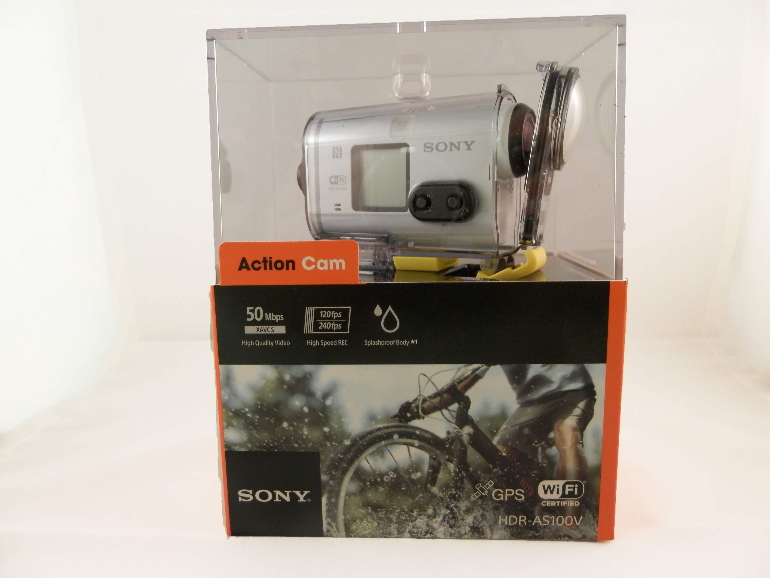 Sony HDR-AS100V/W 4K Action Camera with Waterproof Case - White | Wearable Sports Video Recorder for Surfing, Cycling & Outdoor Adventures