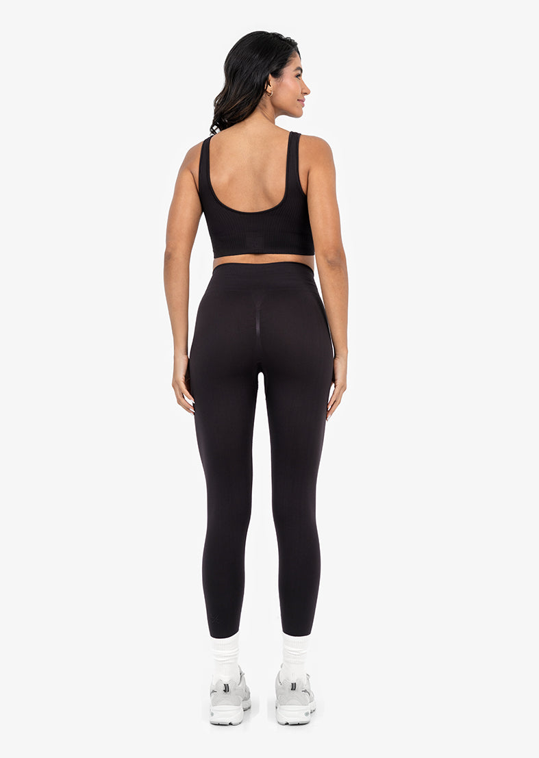 Seamless Rib Leggings for Women - Dark Cocoa High Waist Yoga Pants - Comfortable Workout Leggings for Running, Gym & Lounge Wear