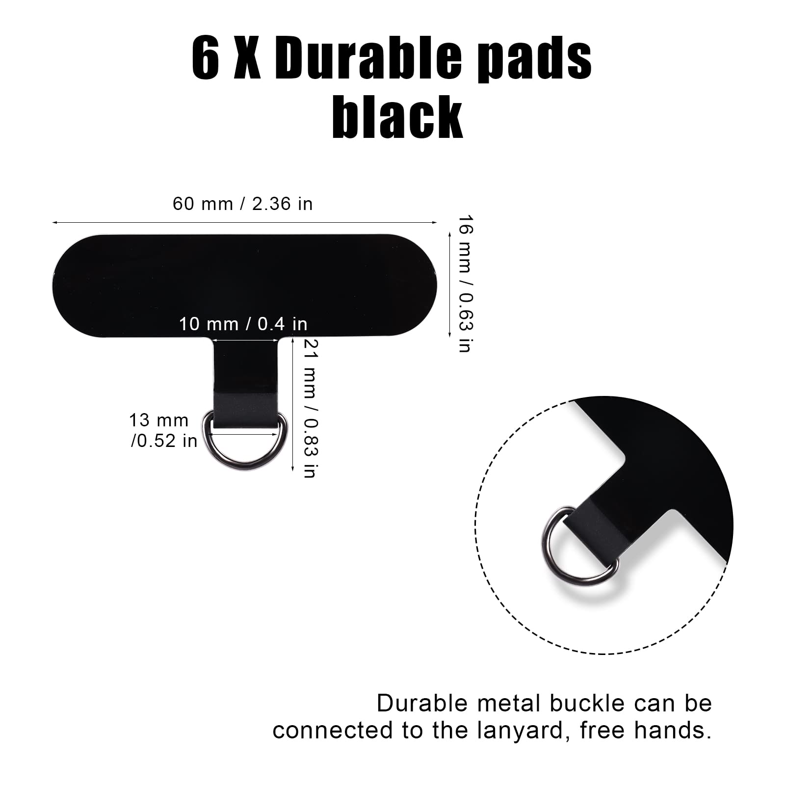 6pcs Crossbody Phone Strap Tether Tabs - Secure Anti-Drop Lanyard for iPhone, Samsung & Most Smartphones (Black) | Perfect for Running, Hiking & Travel Accessories