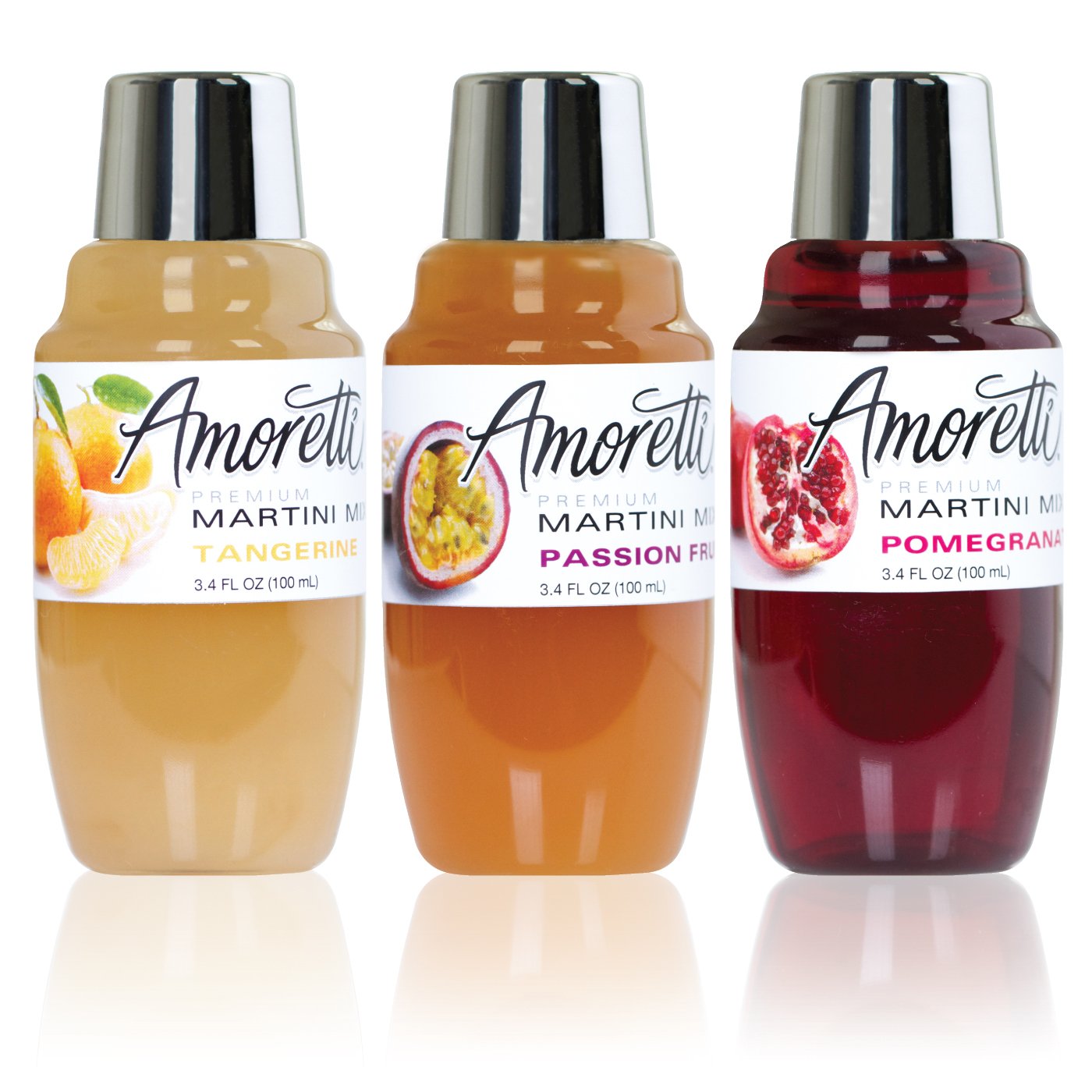 Amoretti Premium Martini Cocktail Mix - Exotic Mini Bottles Set of 3 (Tangerine, Pomegranate & Passion Fruit) | Perfect for Home Bars, Cocktail Parties & Gifts
