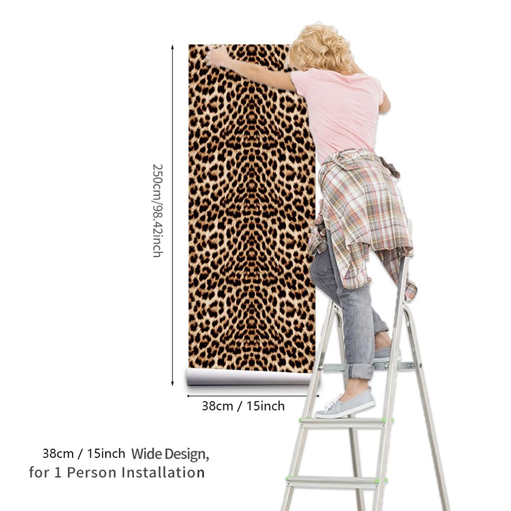 Leopard Print Contact Paper - Self-Adhesive Cheetah Wallpaper for Walls, Cabinets & Furniture - Easy Peel & Stick Animal Print Wall Decal for Home Decor, DIY Projects & Nursery Accents